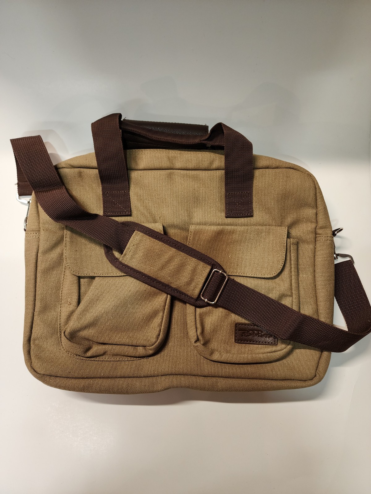 Bella Russo Laptop Bag Beige Brown 15" Pockets