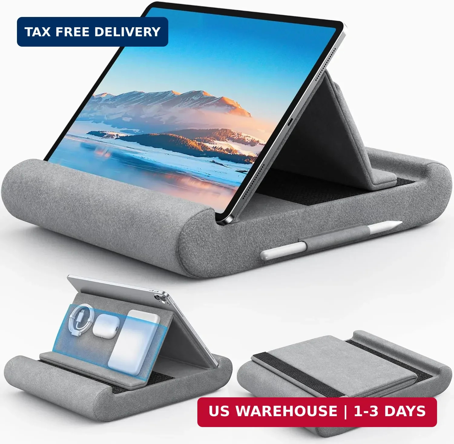 CreaDream Tablet Pillow Stand, Foldable Tablet Holder for Lap, Bed