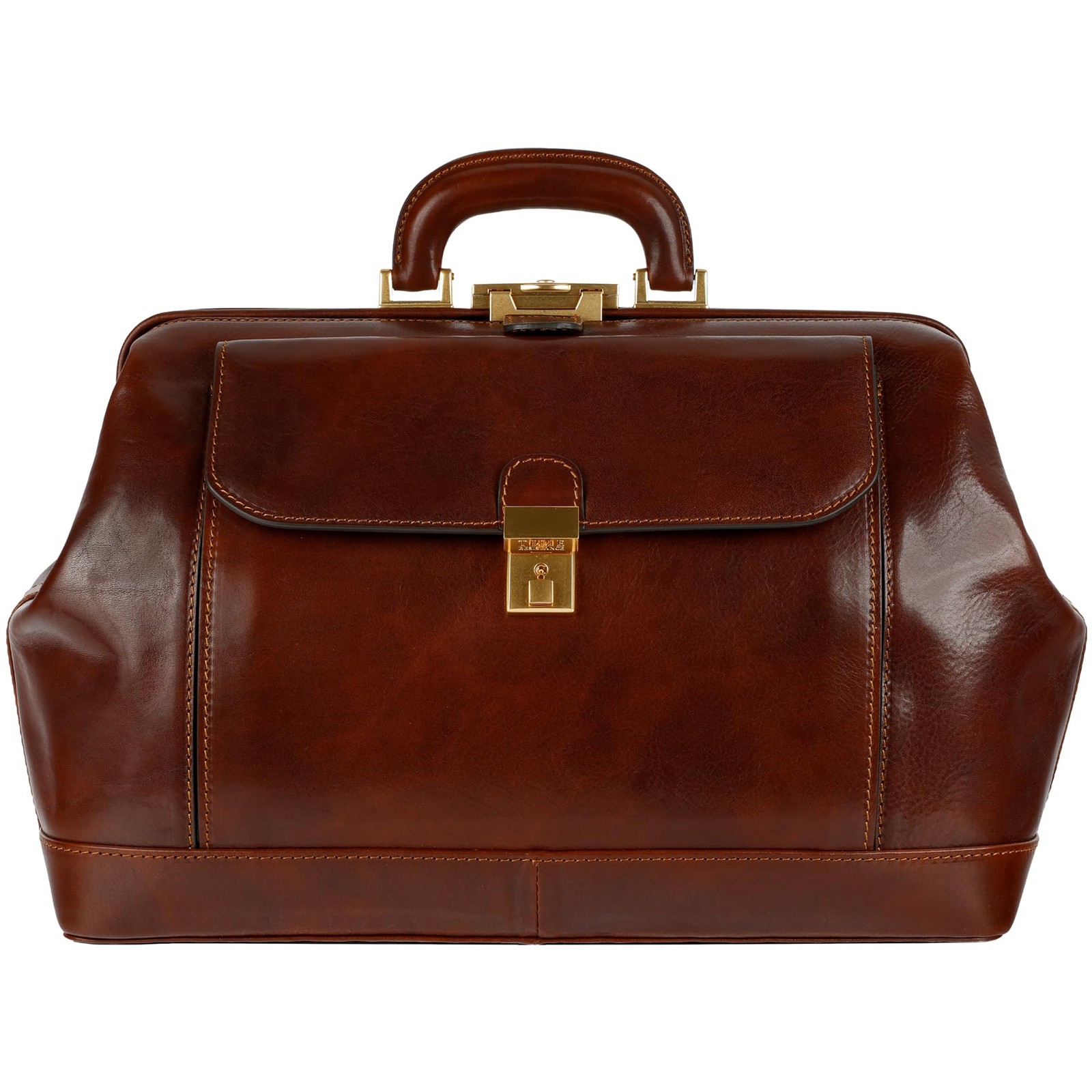 Time Resistance Leather Doctor Bag - Top Handle Medical Large, Dark Brown