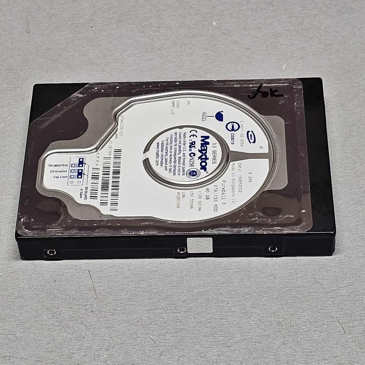 Maxtor Fireball 3 40GB IDE Hard Drive IDE 3.5" (Bad)