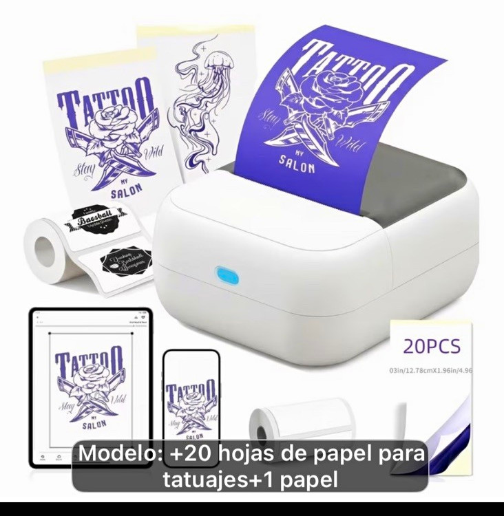 Portable Thermal Tattoo Stencil Printer 203 DPI Black & White Bluetooth USB