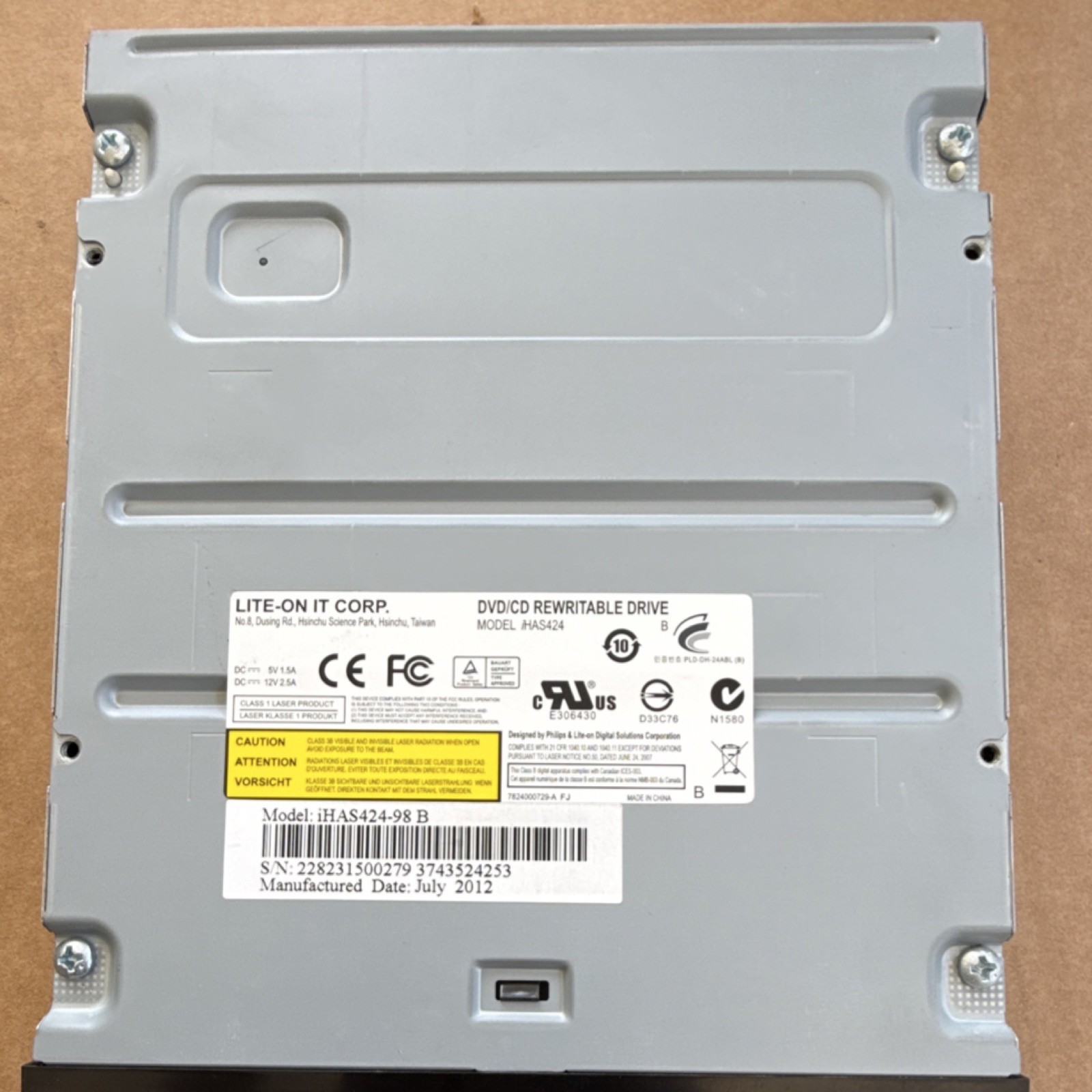 Lite-On HAS424 Internal DVD/CD Rewritable Drive LightScribe 5.25" Desktop