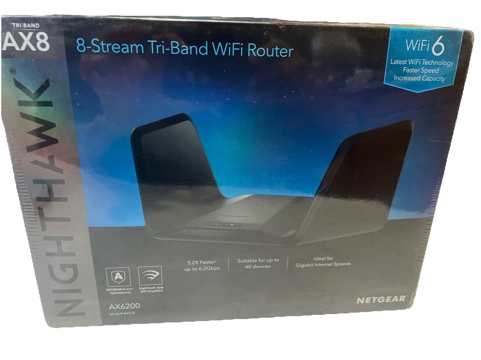 NIB Netgear Nighthawk AX8 Tri-Band 8-Stream AX6200 WiFi 6 Router (RAX78-100NAS)