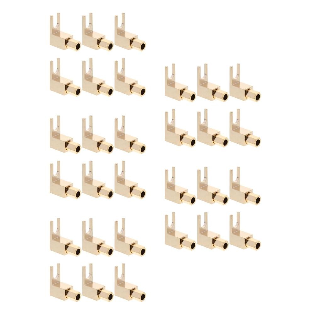 30 PCS 90 Degree Y Spade Fork Banana Female Adapter, Copper Plated Audio