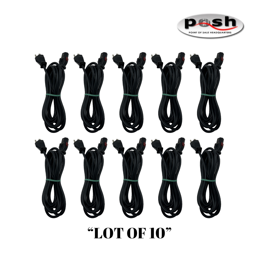"Lot of 10" 10FT 18/3 SVT 105°C BLACK NEMA 5- 15P to C13 Auto-Lock Power Cord