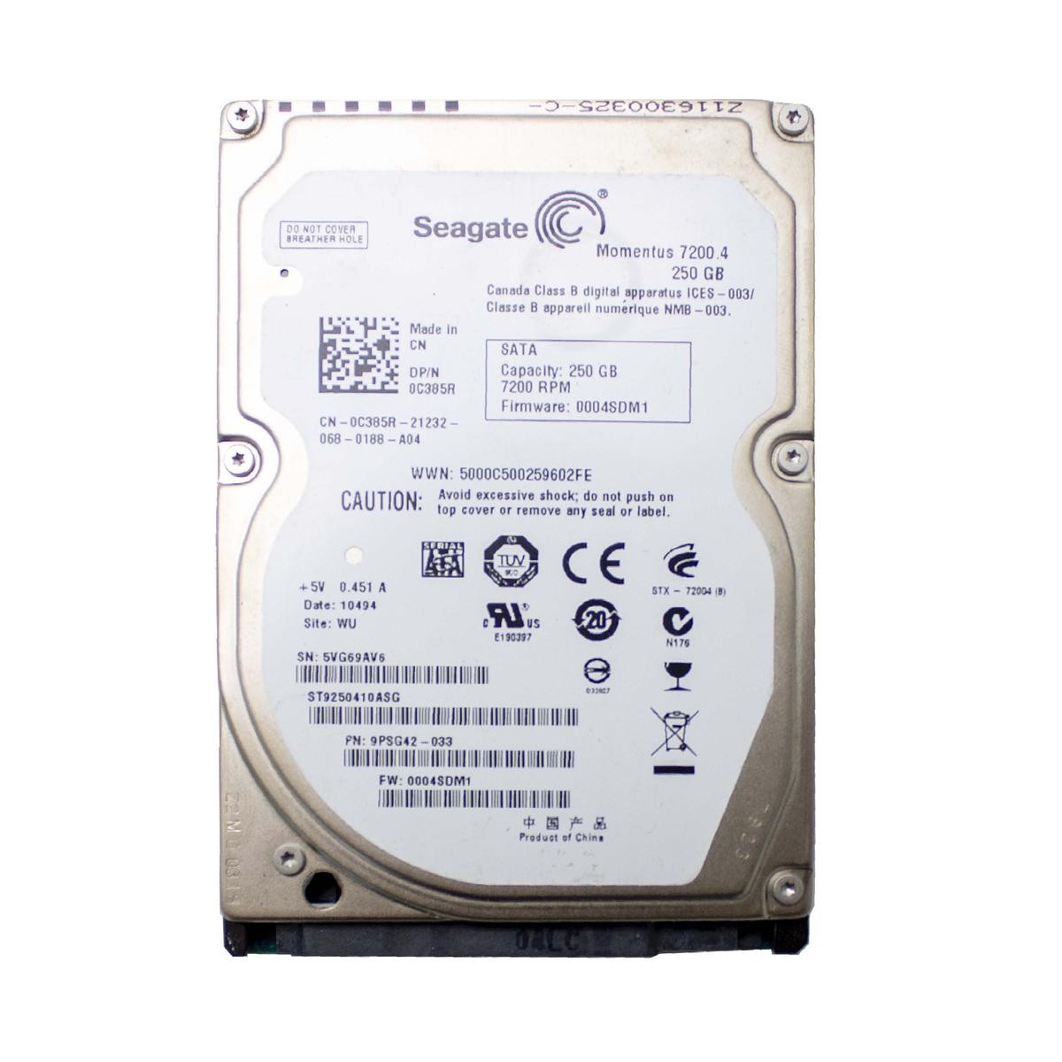 Seagate St9250410asg 250gb SATA 2.5" HDD Notebook Laptop Hard Disk_