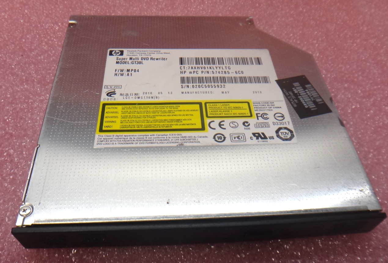Genuine HP Super Multi DVD Rewriter CD Laptop Optical Drive GT30L + Bezel