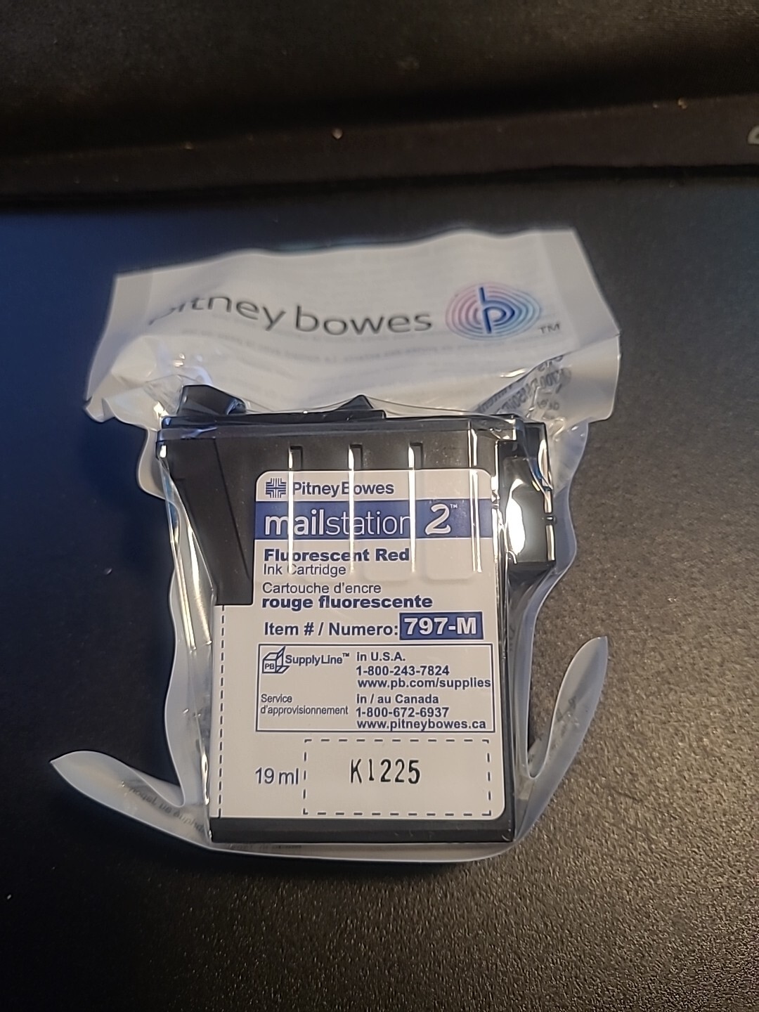NEW SEALED Pitney Bowes 797-M Fluorescent Red Ink Cartridge MailStation 2