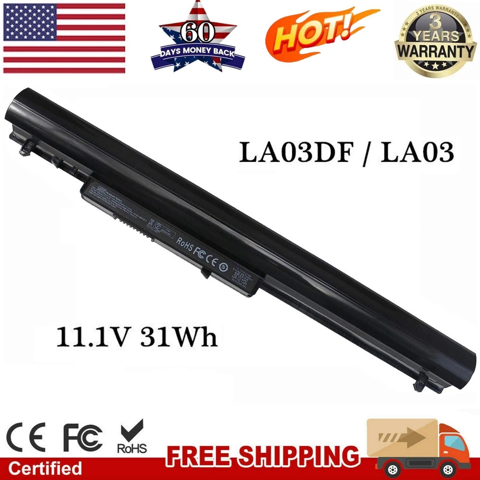 LA03 LA03DF Battery For HP 14-Y 15-F 776622-001 15-F001XX 15-F003DX 31Wh 11.1V