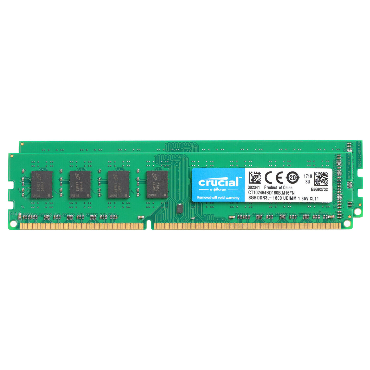 Crucial 16GB (2x 8GB) Kit DDR3L 1600MHz PC3-12800 UDIMM Desktop 240-Pin CL11 RAM