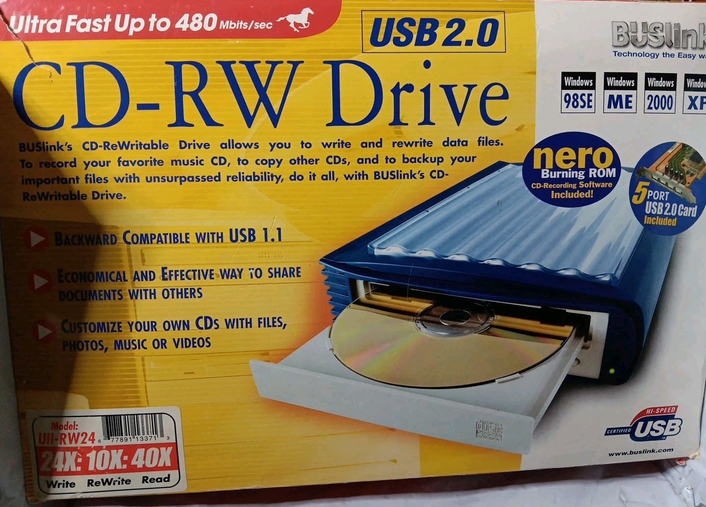 Buslink USB Hi Speed Ultra Fast Up To 480 Mbits/sec Model: RW 24  