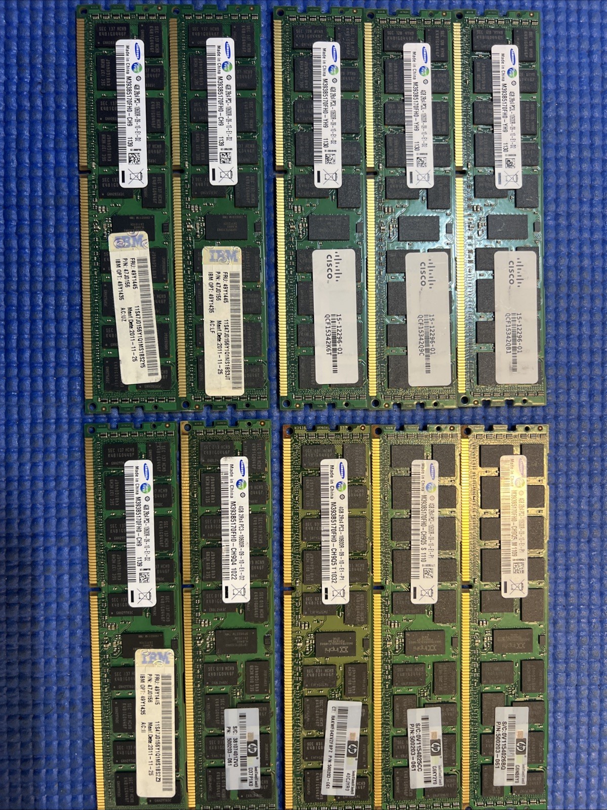 Lot of 10) Samsung 4GB 2Rx4 PC3-10600R Server Memory M393B5170FH0
