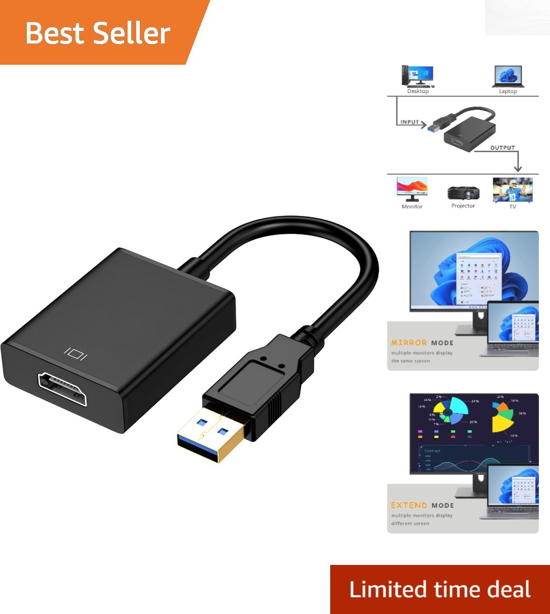 Lightweight USB to HDMI Adapter for Easy Multi-Monitor Setup - Trusted