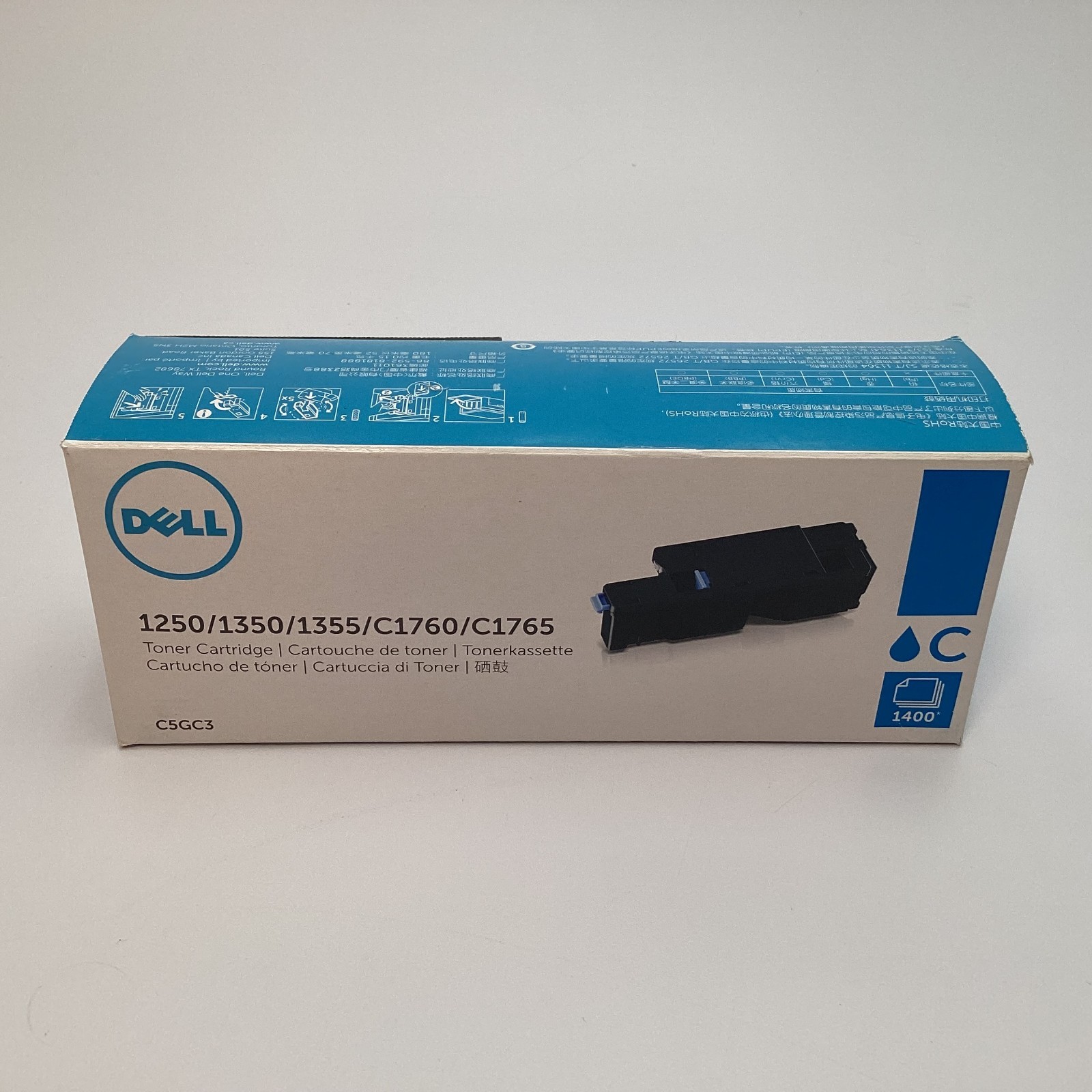 Dell C5GC3 Genuine Cyan Toner Cartridge for 1250c 1350cnw C1760nw C1765nfw, READ