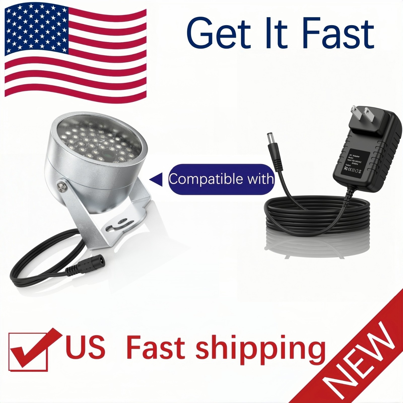 48LED & 12V Power IR Infrared Night Vision Light for Security CCTV Camera