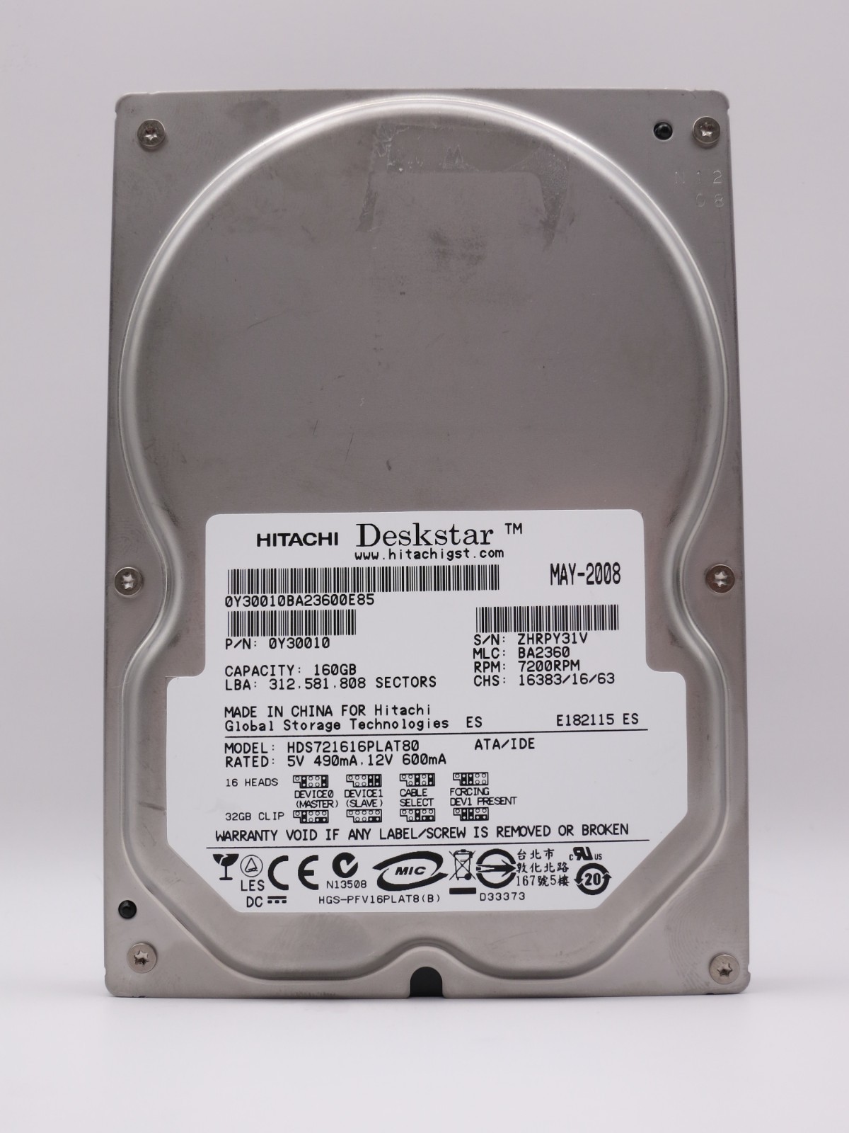 Hitachi Deskstar HDS721616PLAT80 160GB IDE Hard Drive