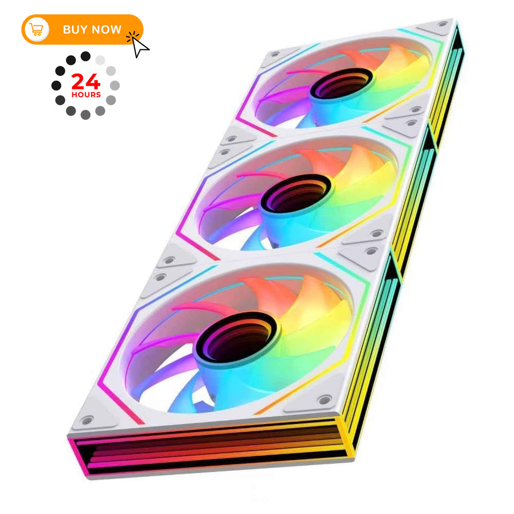 Jungle Leopard Prism6 MAX X3 120mm ARGB PC Case Fan 6Max_Forward_3Pack, White