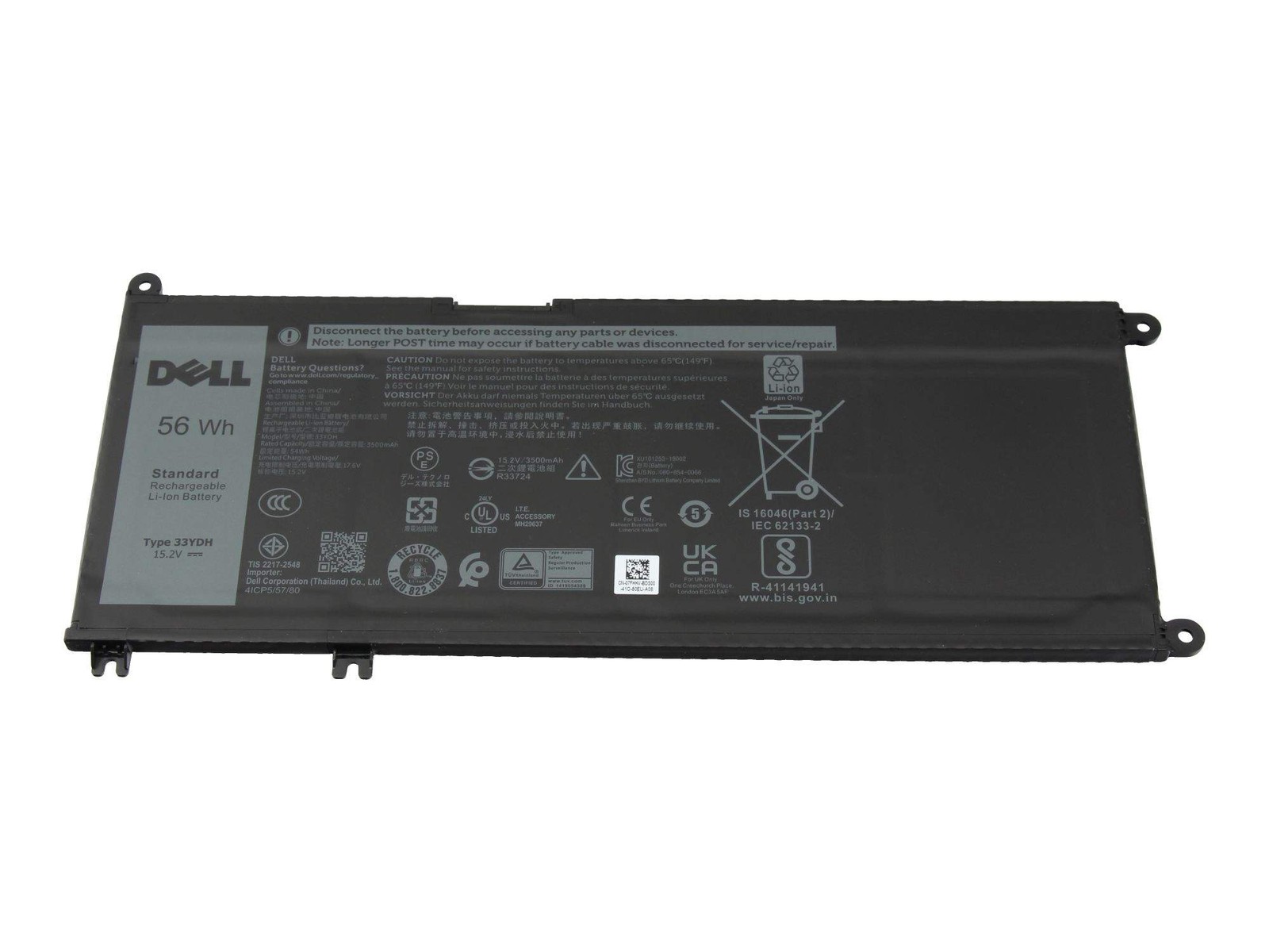 Dell 33YDH Battery 56Wh Original Battery 3,600mAh ~D~