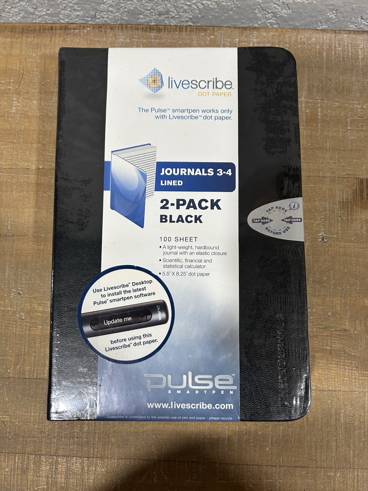 Livescribe Dot Paper Lined Journals 1-2 Hard Cover Black 2 Pack Pulse Pen SEALED