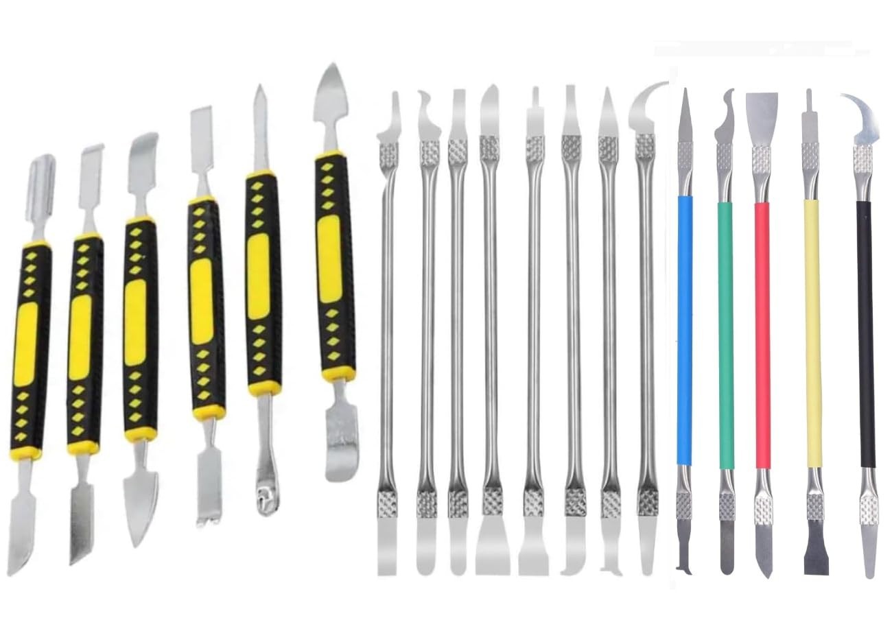 19-Piece Metal Spudger Set - IC Chip Repair Tools, Thin Blade CPU Remover & Pry
