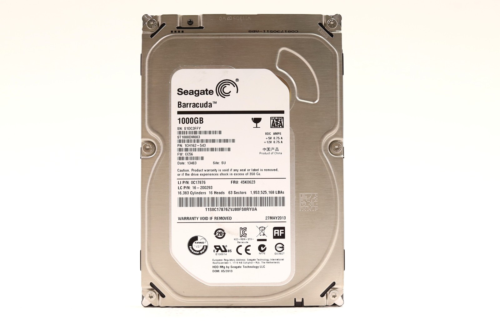 Lenovo ST1000DM003 1TB 3.5" 6Gb/s 64MB 7.2K RPM SATA Hard Drive FRU P/N: 45K0623
