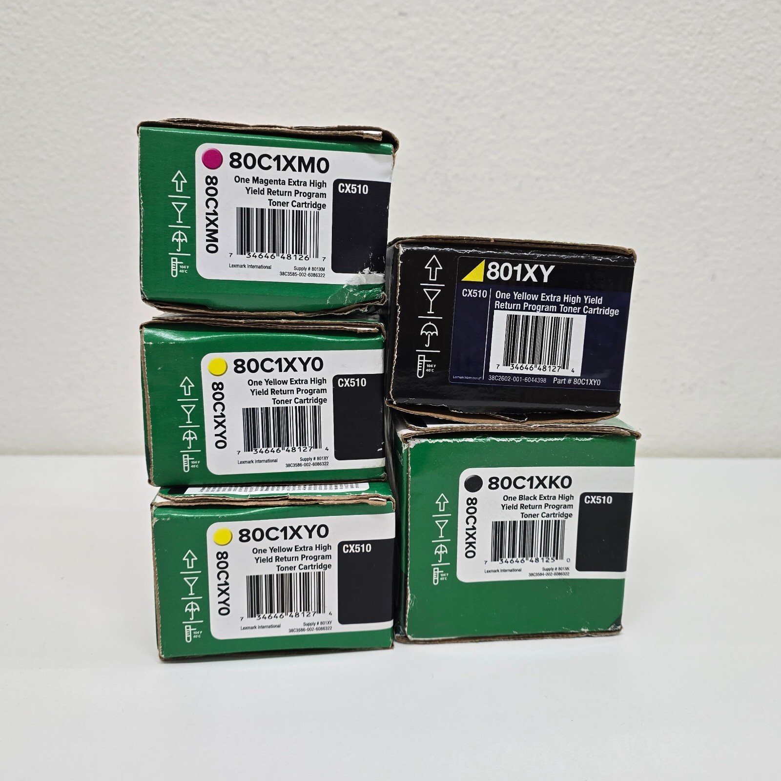 Lexmark 80C1XK0, 80C1XM0, , 801XY, and 80C1XY0 Genuine Toner Cartridges, NEW