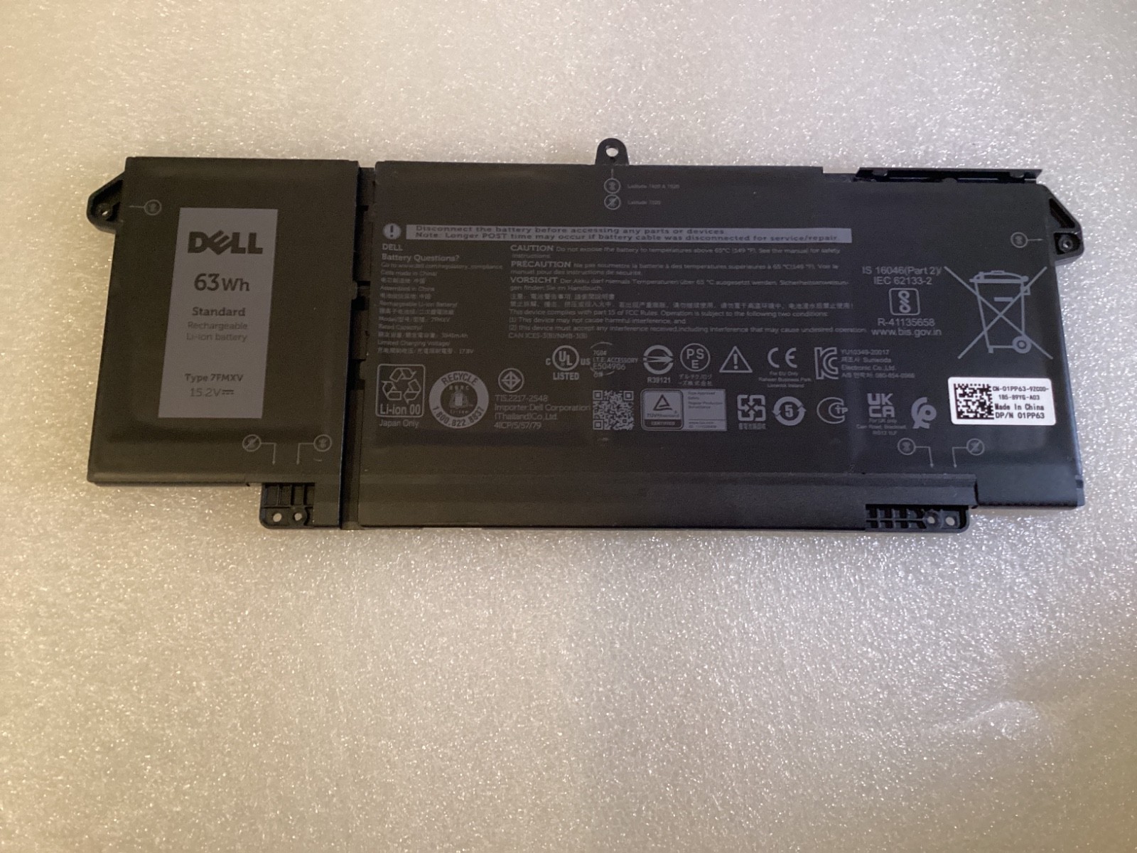 GENUINE (OEM ) Dell LATITUDE 7420 Battery & Cable Y4FRN (TYPE 7FMXV)