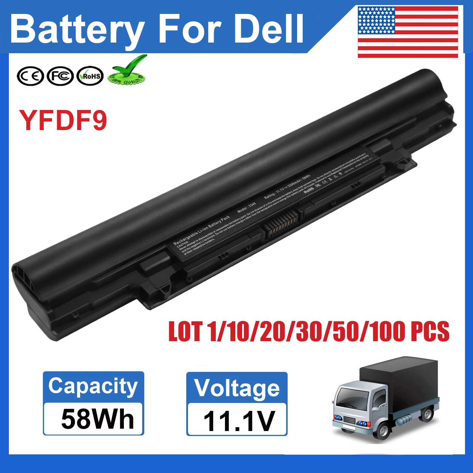 ✅LOT YFDF9 Battery for Dell Latitude 13" 3340 E3340 3350 5MTD8 JR6XC 451-BBJB US