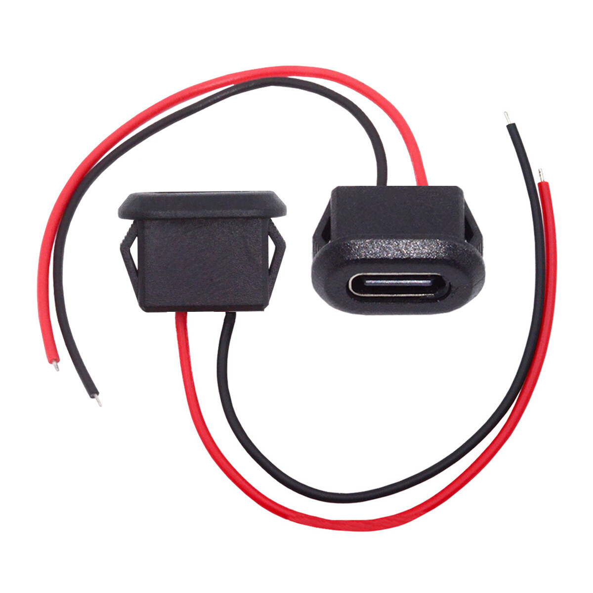 DIY OEM Type-C USB-C Female Socket to 2Pin Open Cable Latch Mount Type 5V Power