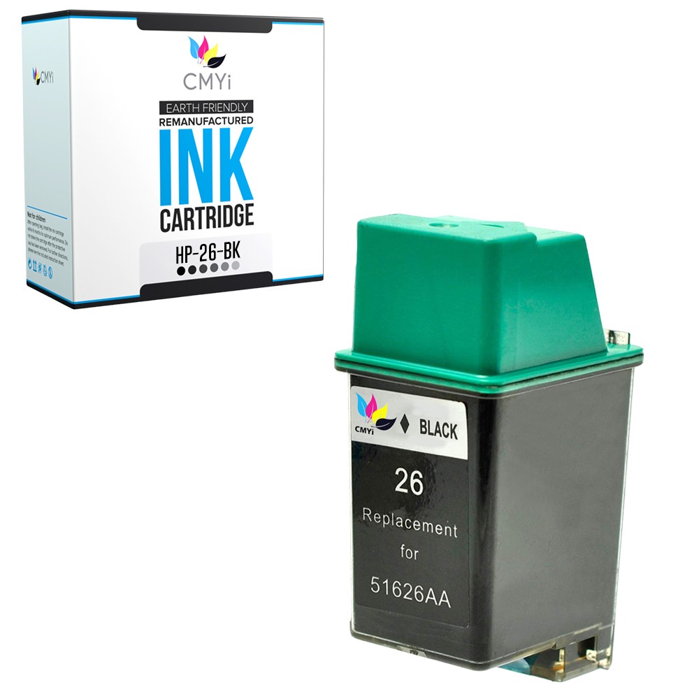 CMYi 1-Pack Compatible 26 Black Ink Cartridge fits HP DesignJet 200 200d FAX 200