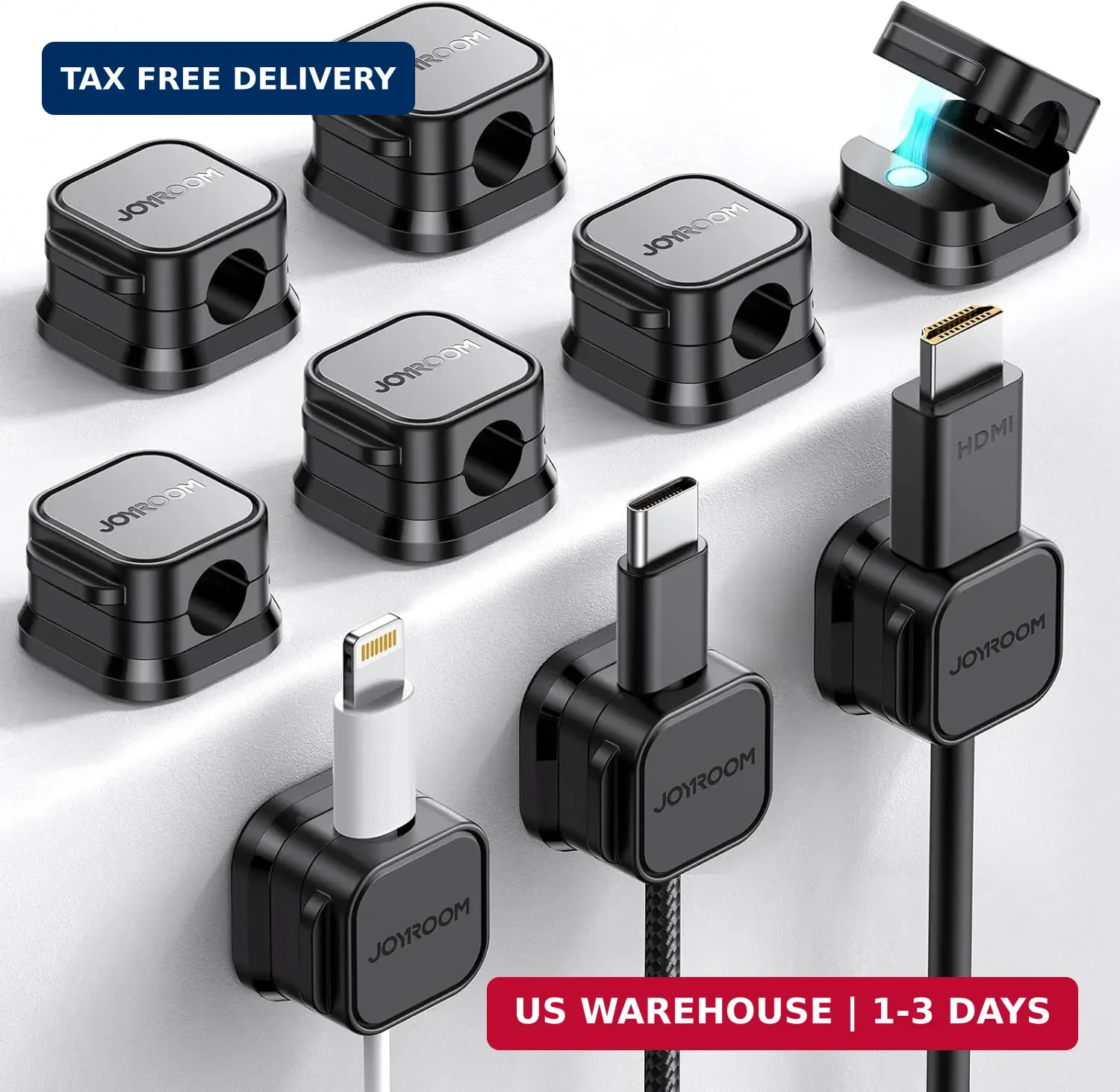 JOYROOM 9 Pack Magnetic Cable Clips, Cord Organizer Adhesive Wire Holder | Home