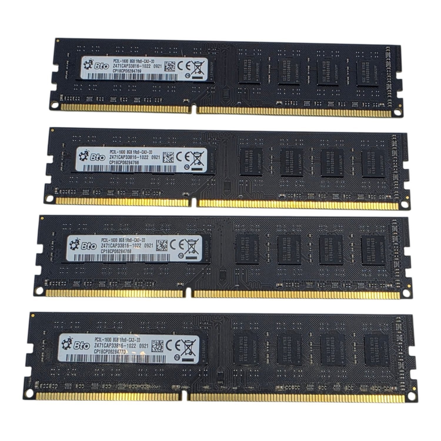 Bto PC3L-1600 Desktop Ram Memory Modules 32GB (4x8GB) Black 1Rx8