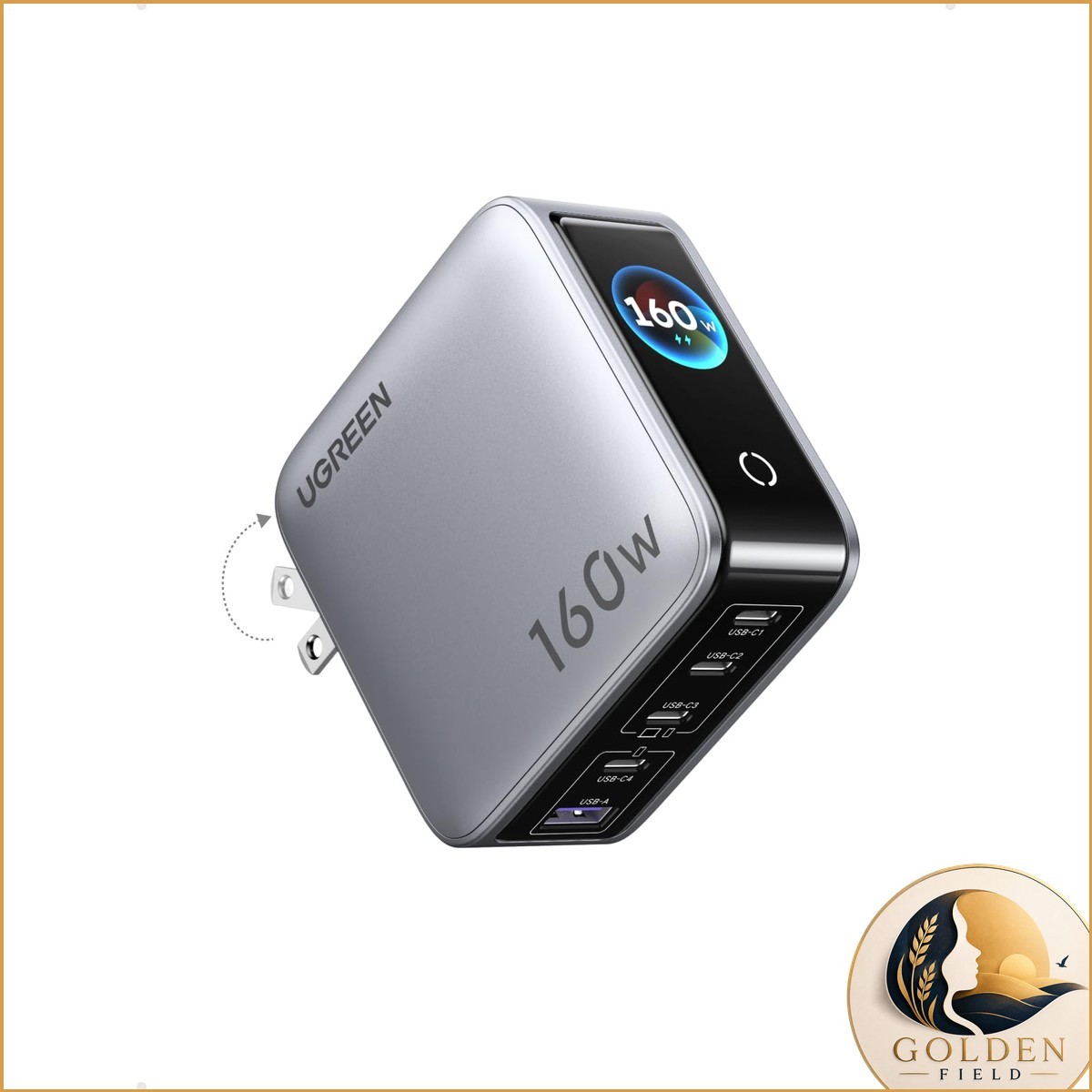 UGREEN Nexode Pro 160W GaN 5-Port USB C Charger Smart Display for MacBook