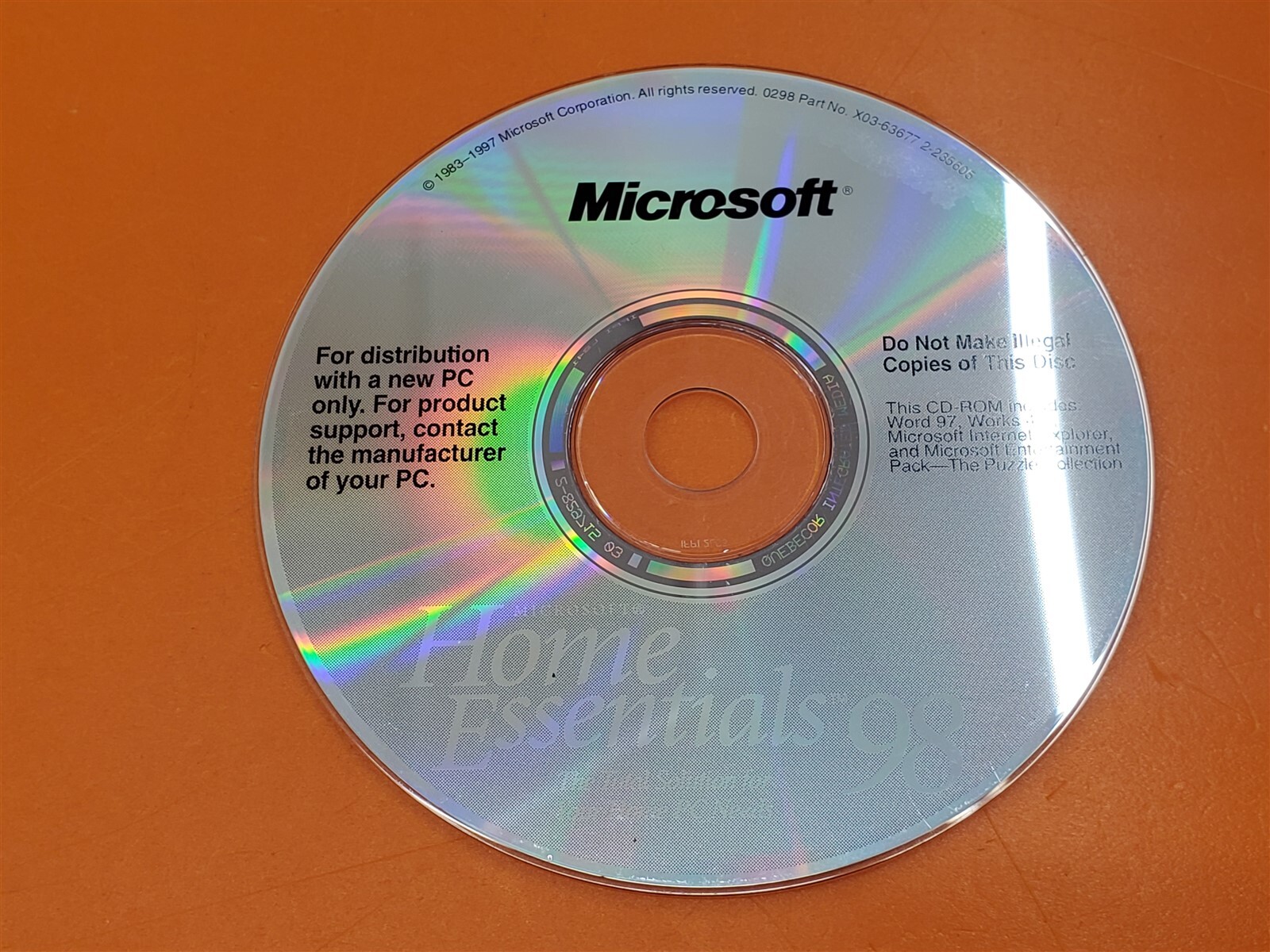 ⭐️⭐️⭐️⭐️⭐️ Microsoft Home Essentials 98 Disc Only 