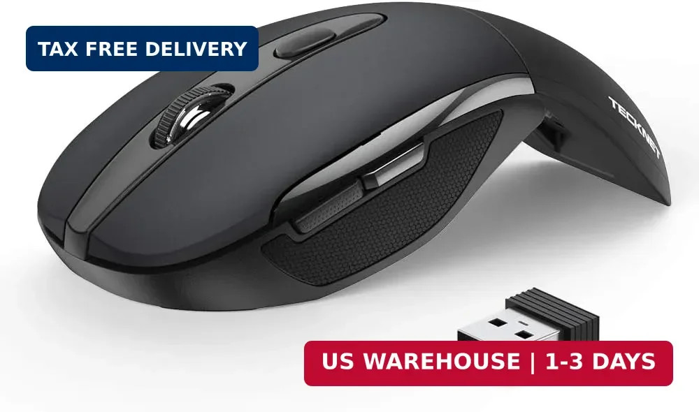 TECKNET Folding Wireless Mouse, 2.4G Travel Mouse, 3 Adjustable DPI