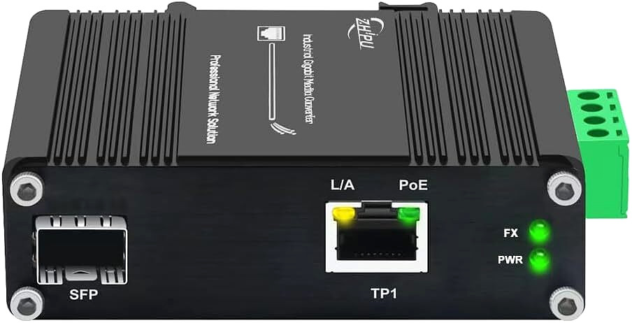 Industrial-Grade Gigabit Media Converter with 1× RJ45 & 1× SFP Port, 30W PoE+