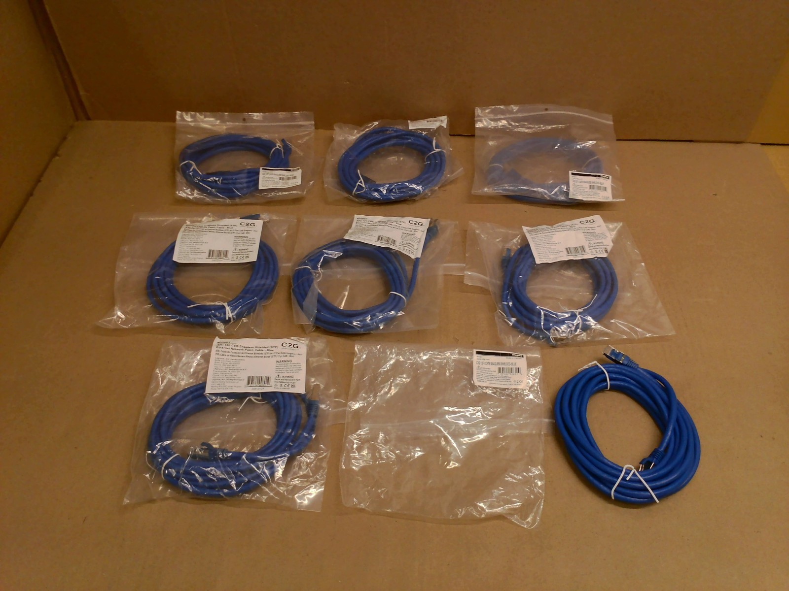 Qty 8) 00801 C2G NEW 12" Cat6 Snagless Shielded STP Ethernet Network Patch Cable