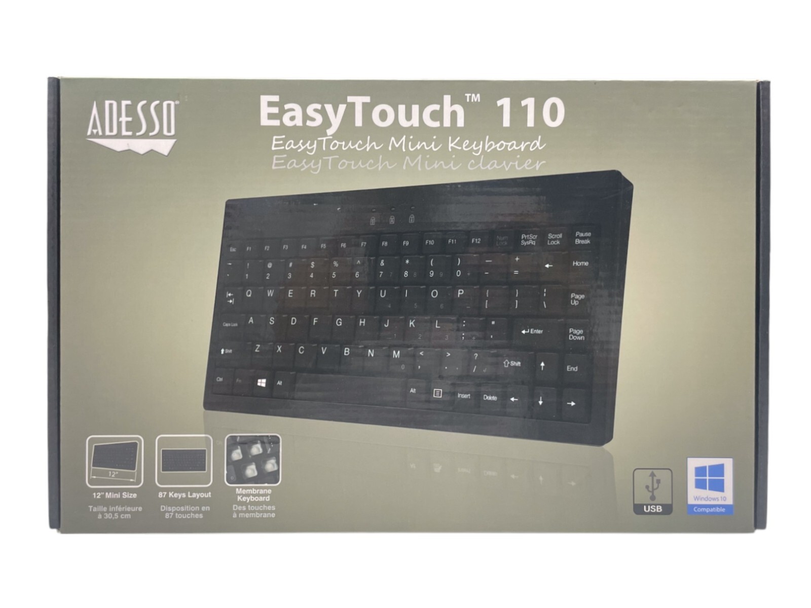 Adesso EasyTouch 110 Mini Keyboard AKB-110B 6ft Cable NEW SEALED