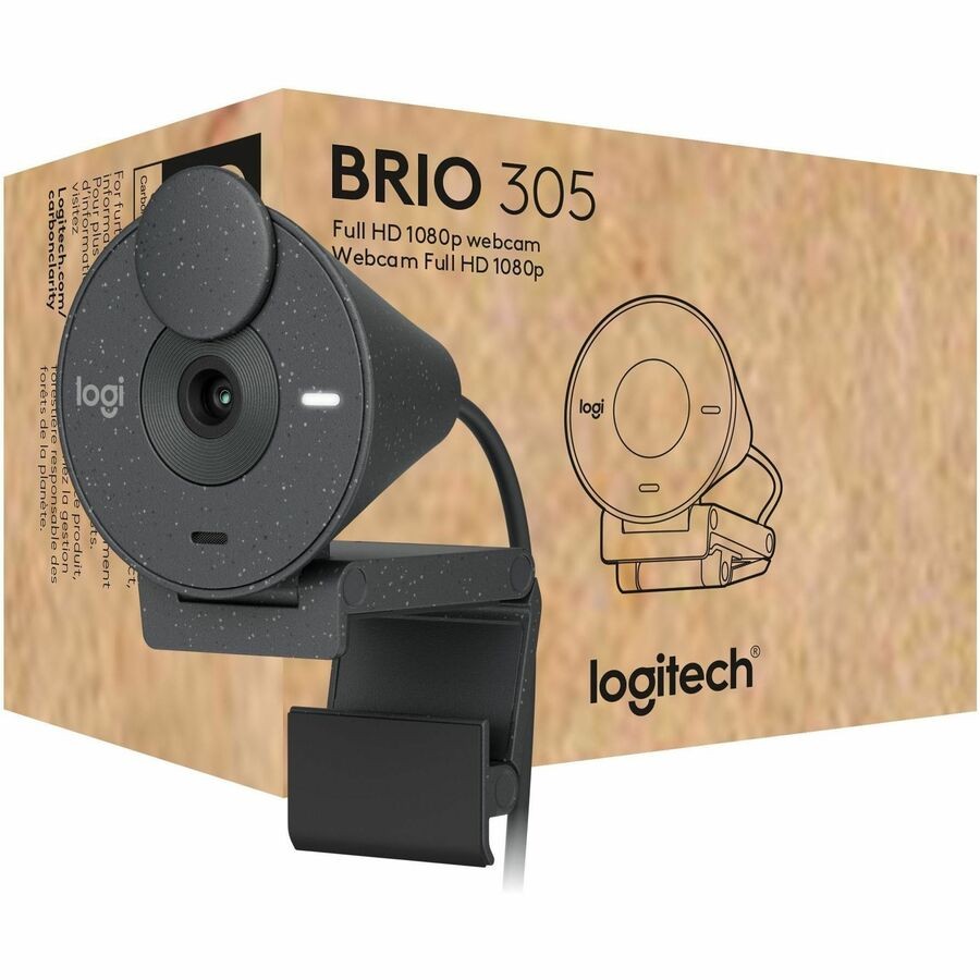 Logitech Brio 305 Full HD Webcam with Auto Light Correction Black