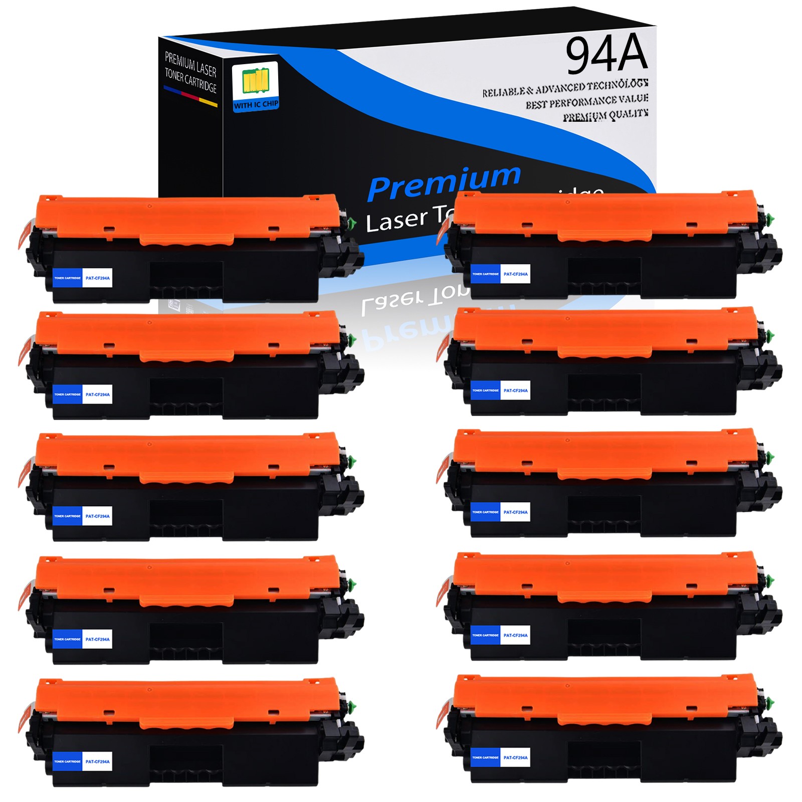10PK CF294A Toner Cartridge w/Chip for HP 94A LaserJet Pro M118dw M148dw M148fdw