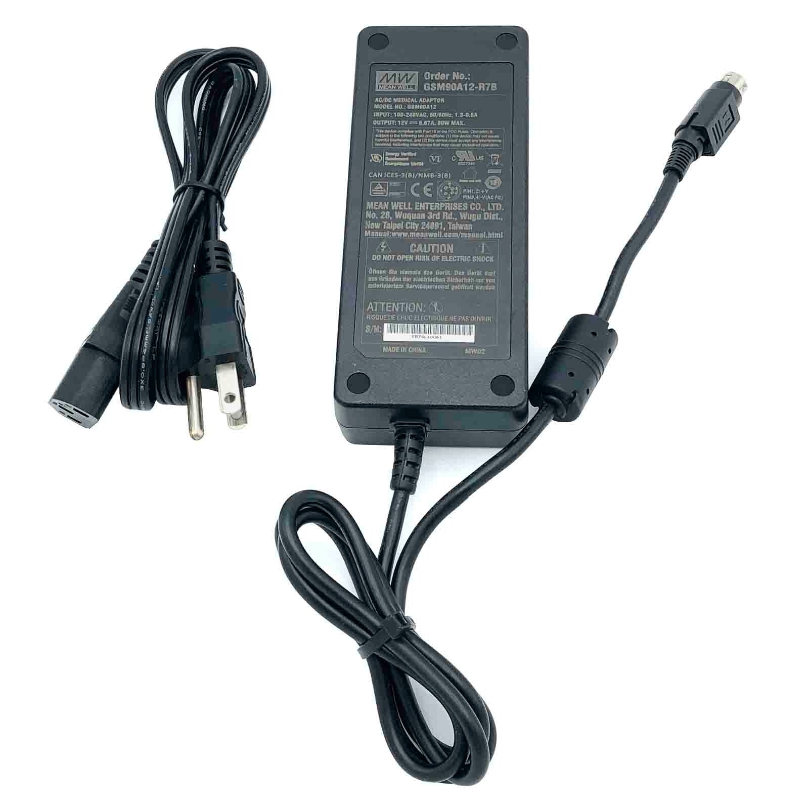 Genuine Mean Well AC/DC Medical Adapter GSM90A12 12V 6.67A 80W max 4-Pins