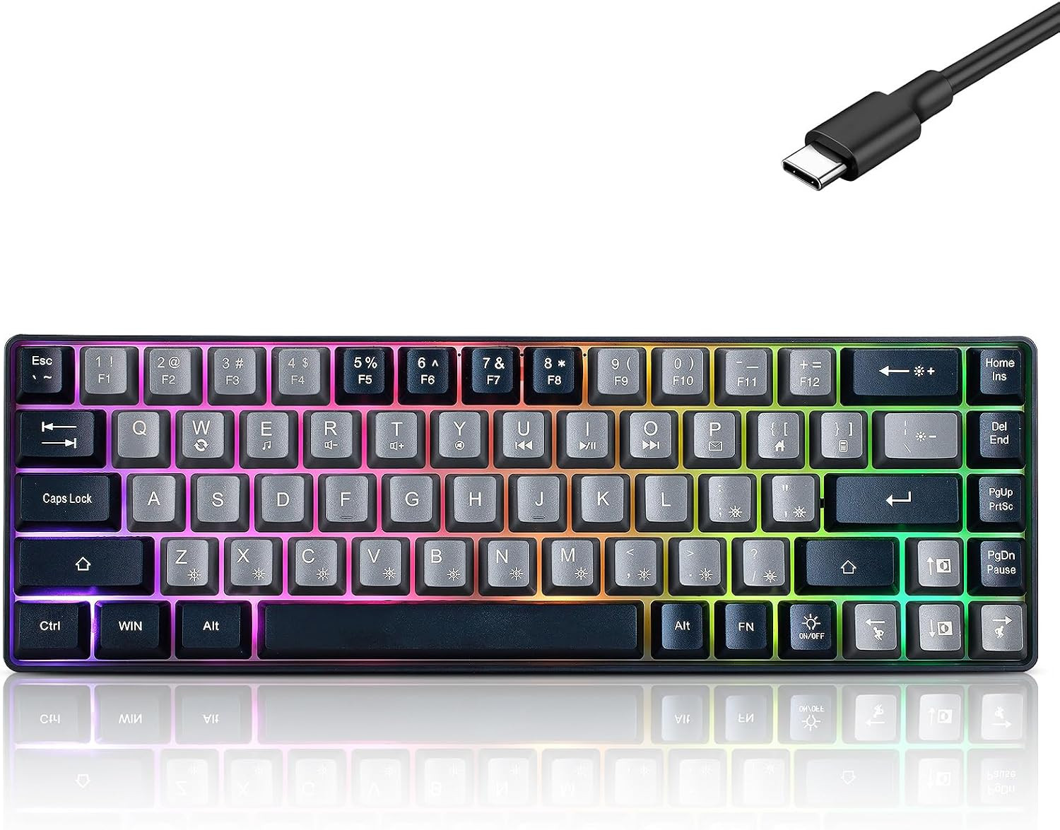Wired Portable 60% Mechanical Gaming Keyboard,Rgb LED Backlit Compact