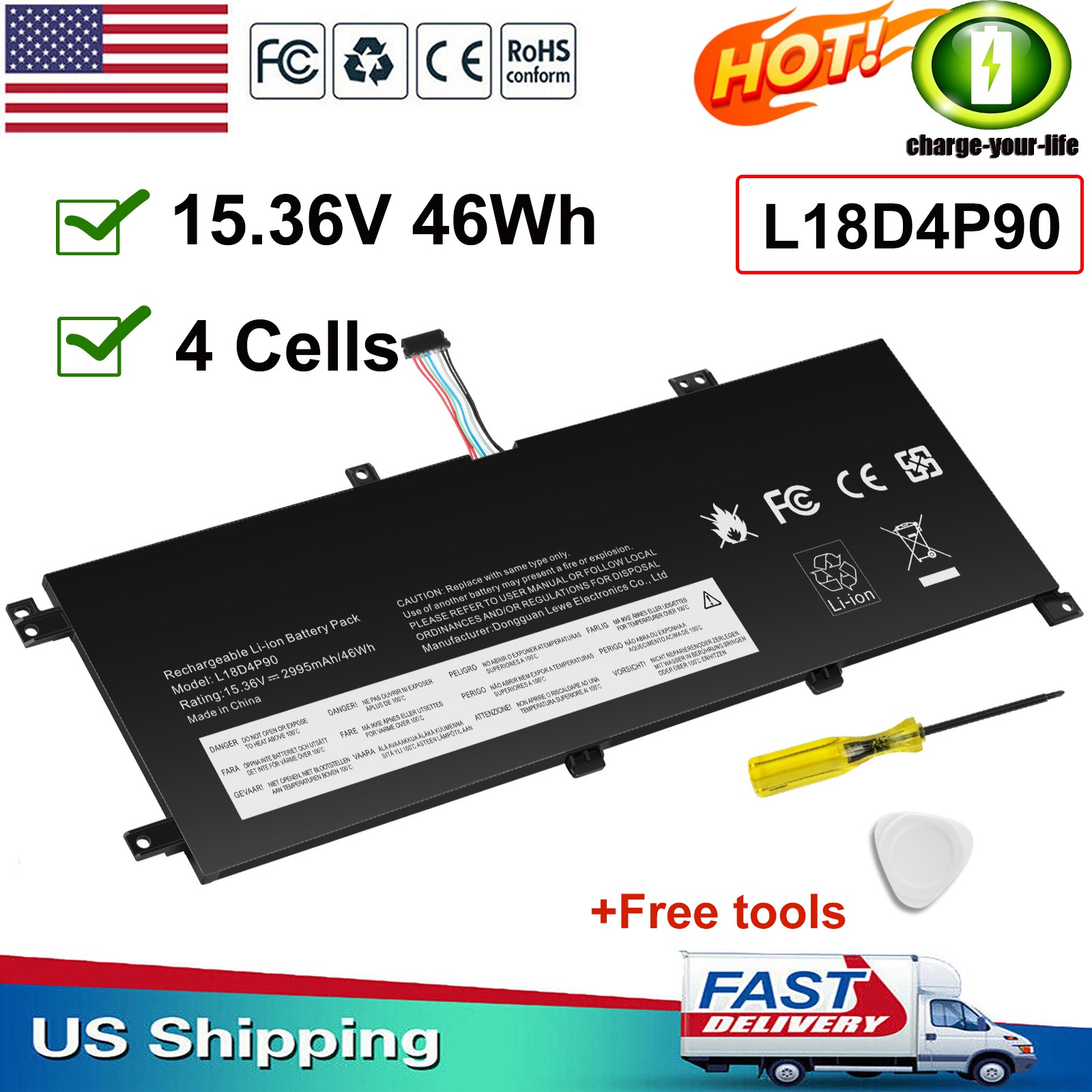 Laptop Battery L18D4P90 L18C4P90 L18M4P90 for Lenovo ThinkPad L13 Yoga Gen 1 / 2