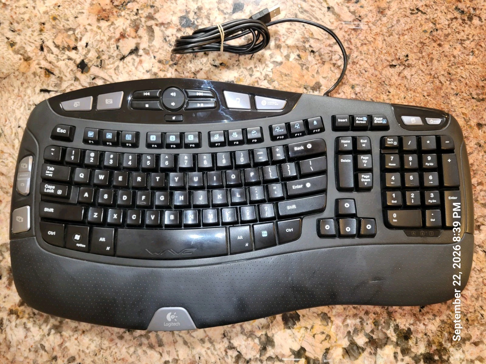 Logitech Wave Ergonomic Keyboard Y-UV90 USB Wired - Tested & Working