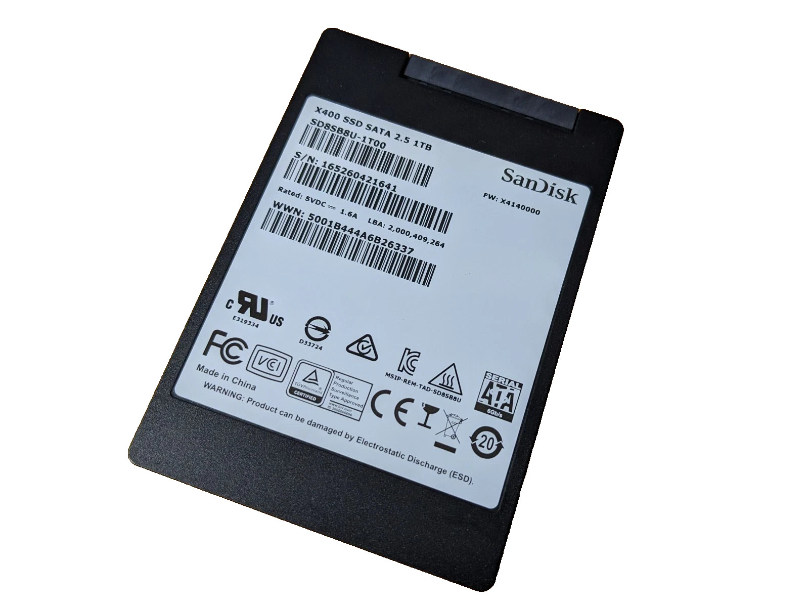 Sandisk 1TB X400 2.5" SATA 7mm Solid State Drive SSD SD8SB8U-1T00