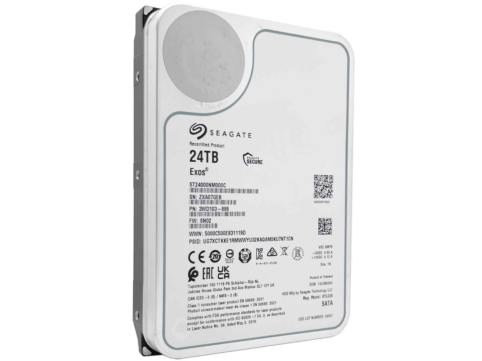 Seagate Exos ST24000NM001C 24TB CMR 7200RPM SATA6Gb/s 3.5" Enterprise Hard Drive