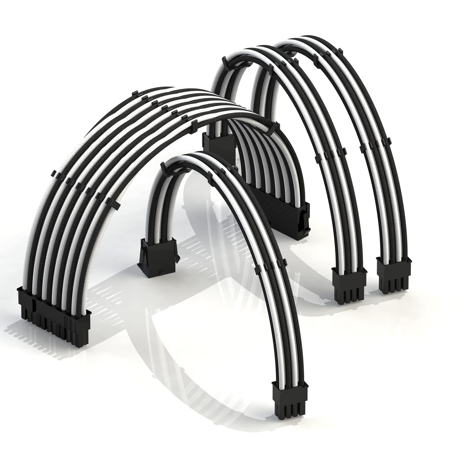LINKUP - AVA 50cm PSU Cable Extension Sleeved Custom Mod GPU PC Braided w/Com...