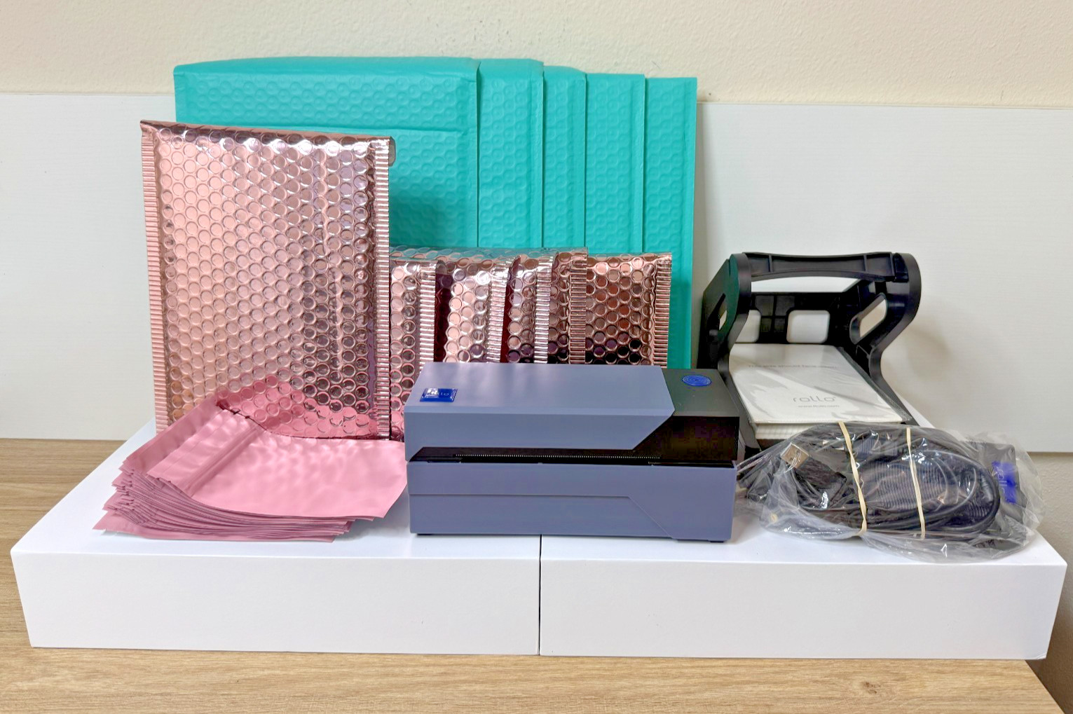 Rollo printer (USB Open box)+ Label Holder +Labels  + Shipping supplies Bundle