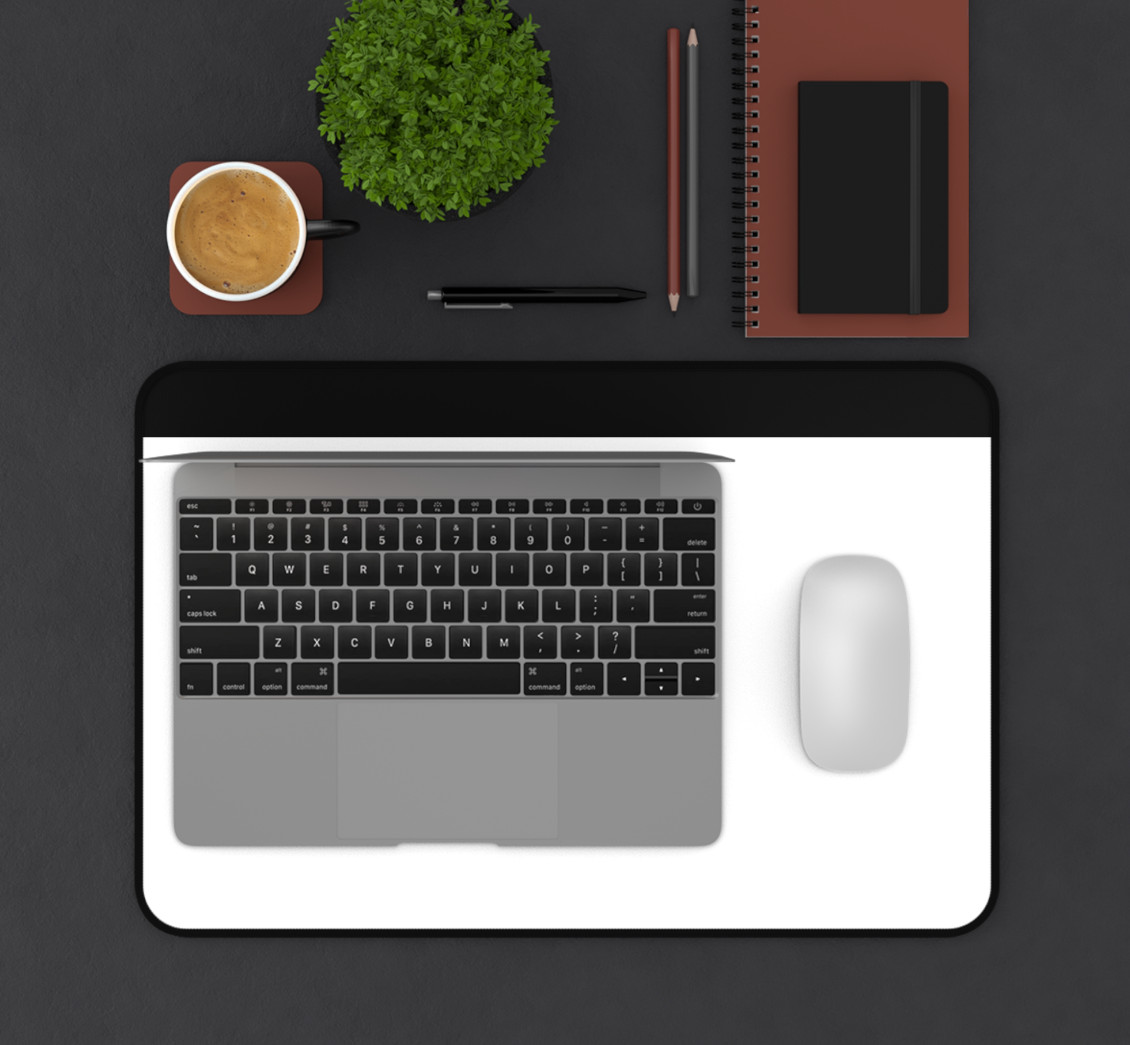 Minimalist Desk Decor, Green Desk Mat Mouse Pad, Crescent Moon Mousepad