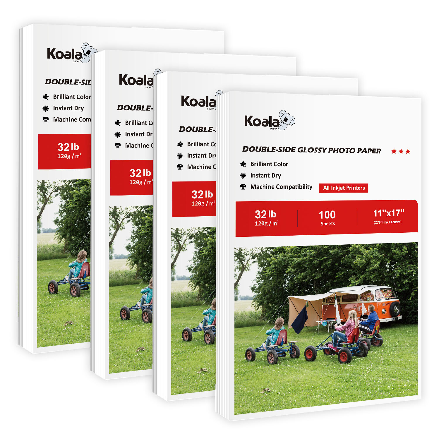 Koala Double Sided Photo Paper 11x17 Glossy 400 Sheets 120g 32lb Inkjet Printers
